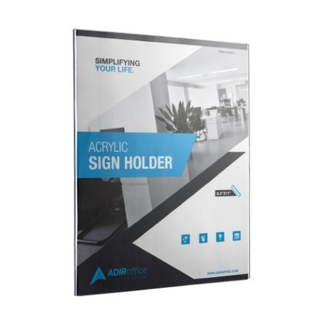 ADIROFFICE 8.5" x 11" Wall Mount Acrylic Sign Holders, PK12 ADI639-8511-12-WM